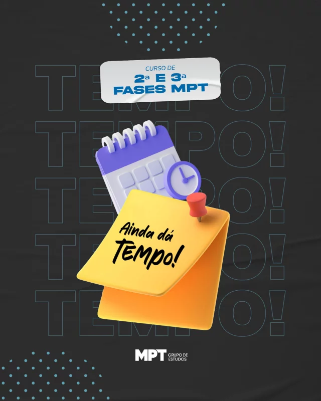Entramos no quinto mês do Curso de 2ª e 3ª Fases MPT e você ainda pode se inscrever na Turma Ativa! Também é possível adquirir os materiais dos meses anteriores. 😉 

🎧 TURMA ATIVA
R$ 349,00/mês (PIX) ou
R$ 319,00/mês no plano trimestral (1x R$ 957,00 PIX) ou
R$ 309,00/mês no plano semestral (1x R$ 1.854,00 PIX)

Inscrições pelo e-mail mptgrupo@gmail.com 💻✅

📍Não perca essa chance! Garanta sua vaga agora e venha estudar com a gente!

#mpt #carreirasjuridicas #aprovacao #direitodotrabalho #preparacaoestrategica #mptgrupodeestudos